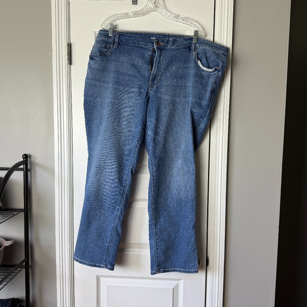 Mid-Rise Power Slim Straight Medium-Wash Jean from Old Navy (Size 24)